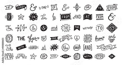Hand drawn doodle elements set, ampersands, catchwords. vintage doodle ampersands, catchwords, calligraphy