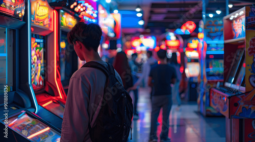 High-tech arcade with variety of games and bright lights
