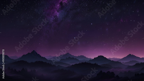 Serene night sky over mountainous landscape at dusk © anamulhaqueanik
