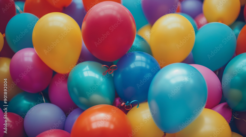 A bunch of colorful balloons in a bunch A bunch of colorful balloons in a bunch