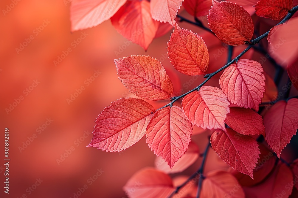 A red leaf is shown in a close up A red leaf is shown in a close up