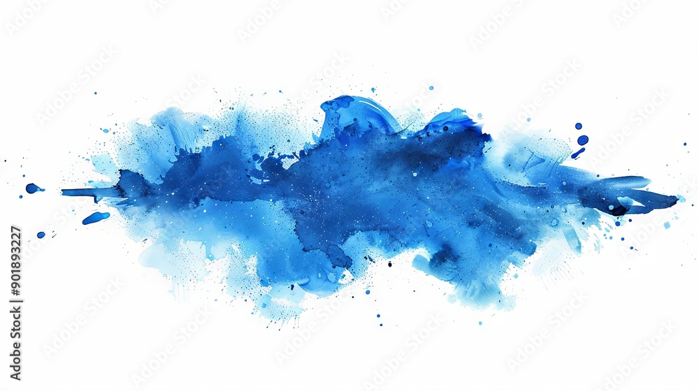 Obraz premium Blue strokes of paint on white paper