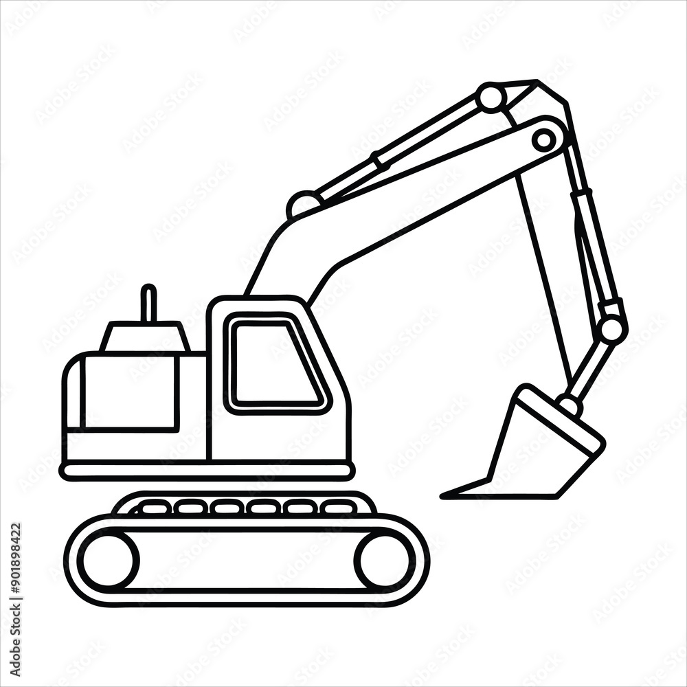 Naklejka premium Excavator line art vector