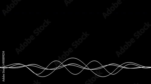 Abstract line waves animation pattern. Glowing lines path intro video black background