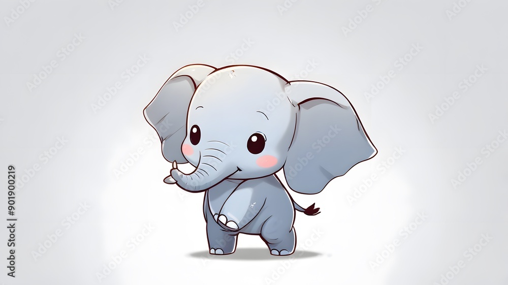 Fototapeta premium Chibi Cute Animal, Elephant.