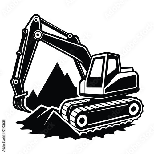 excavator silhouette vector