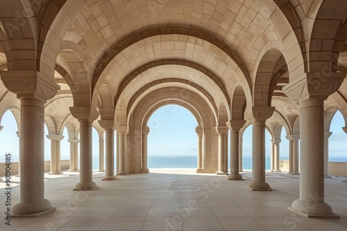 Mediterranean Archway Overlooking Sea © jambulart