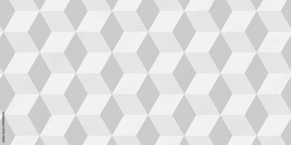 White and gray wall geometric block cube structure. Background of cube geometric pattern grid backdrop triangle texture. cubes geometric tile and mosaic wall or grid backdrop hexagon technology. 
