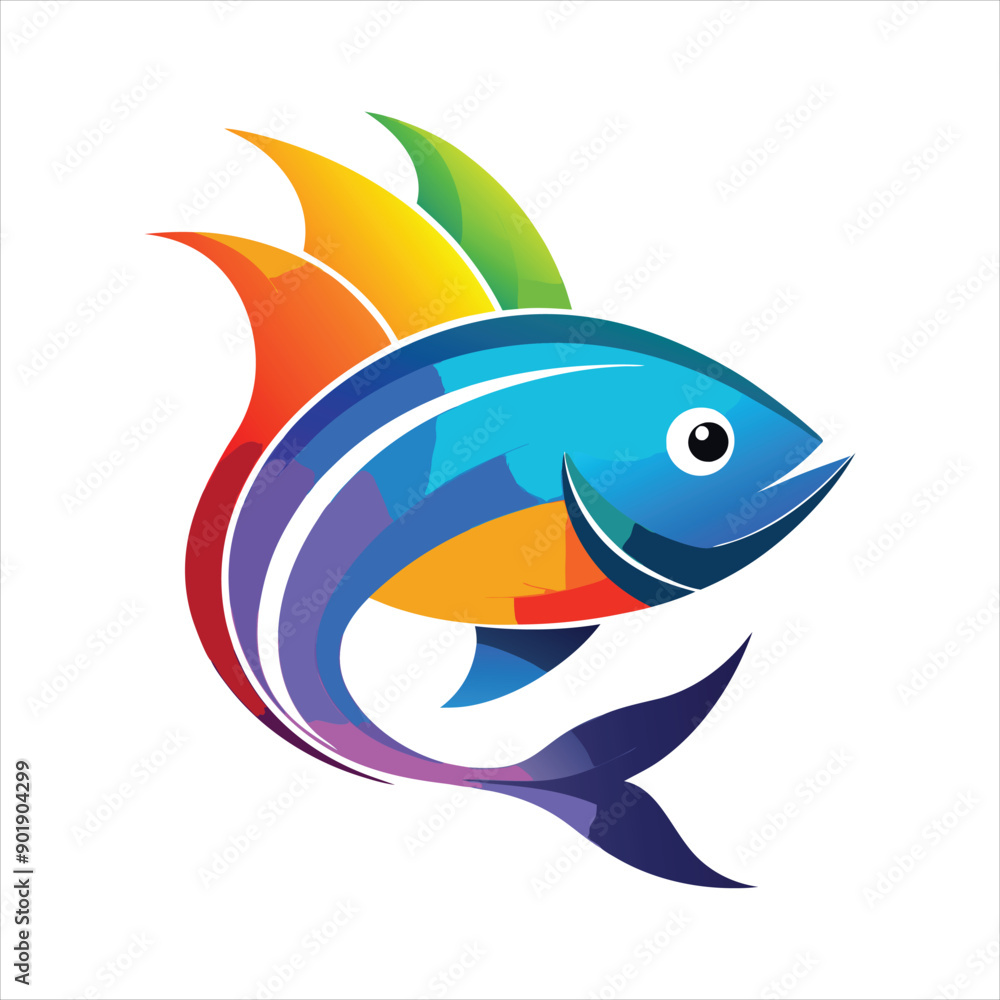 Obraz premium Fish design logo gradient colorful design art vector