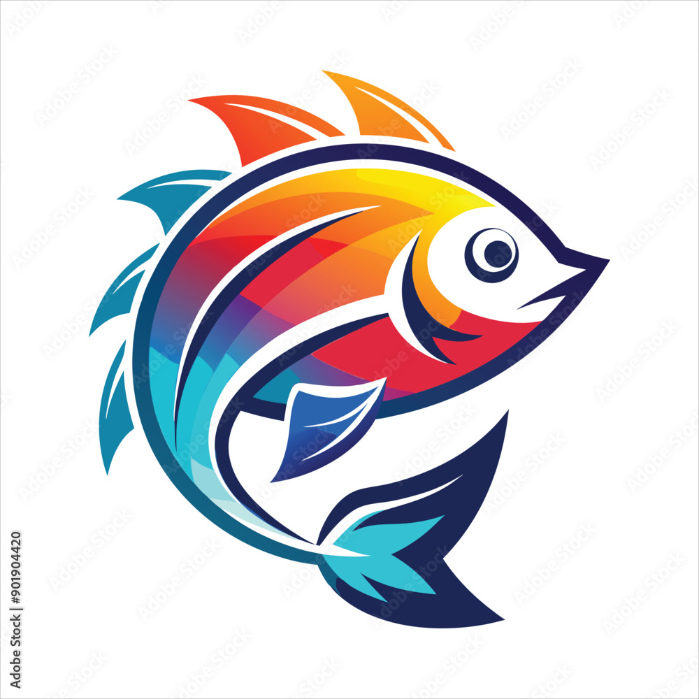 Obraz premium Fish design logo gradient colorful design art vector