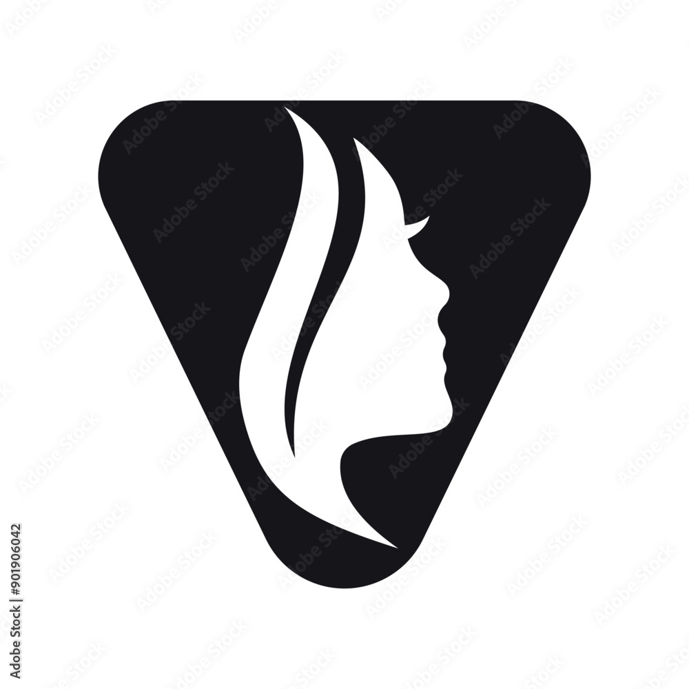 Face Logo combine with letter V vector template