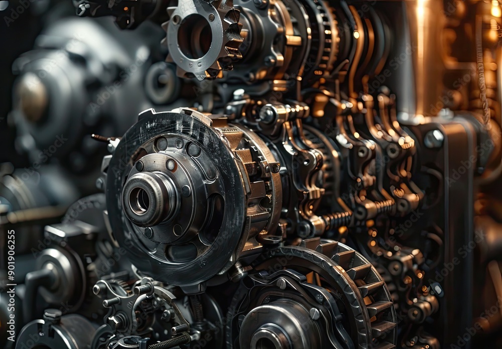 Metallic Machine Gears in Detail Metallic Machine Gears in Detail