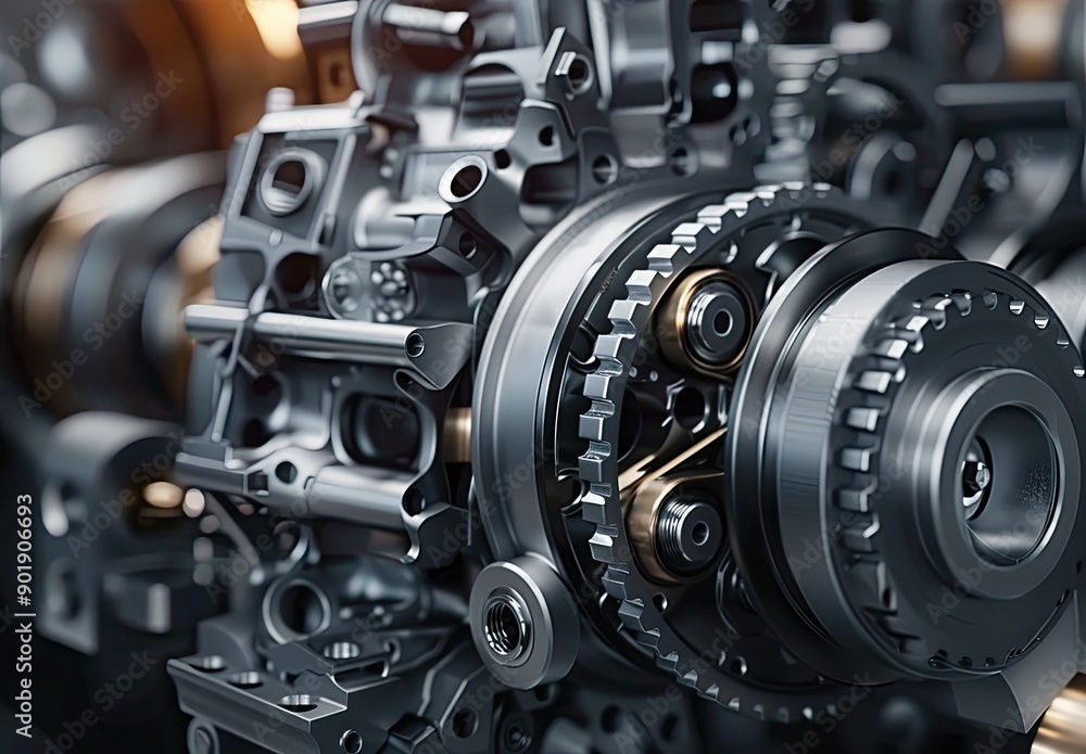 Metallic Machine Gears in Detail Metallic Machine Gears in Detail