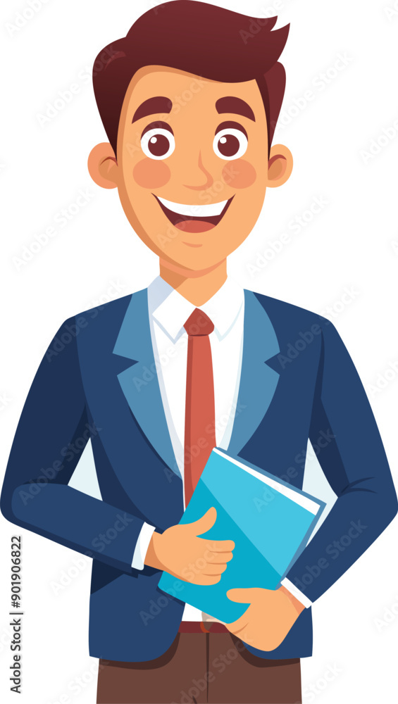 friendly and approachable English teacher He is holding a textbook or a notebook smiling art vector friendly and approachable English teacher He is holding a textbook or a notebook smiling art vector