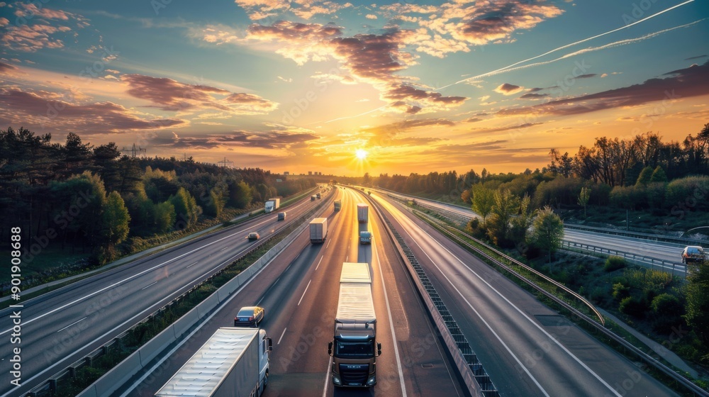 Freight transportation across the United States of America. The concept of cargo transportation. Freight transportation across the United States of America. The concept of cargo transportation.