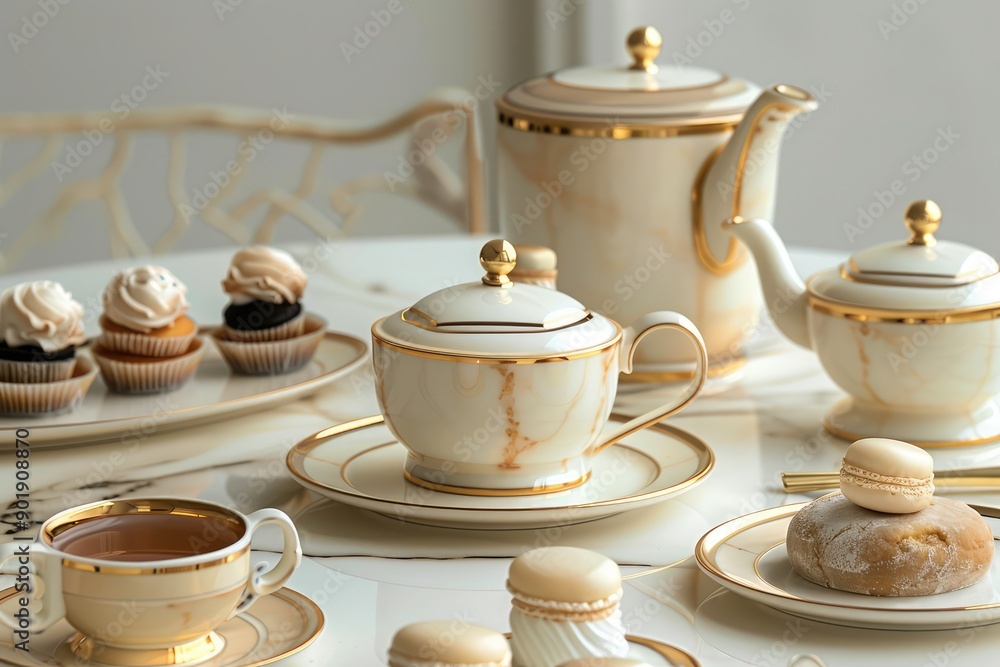 Fototapeta premium Beautiful cup of tea in dinning table 