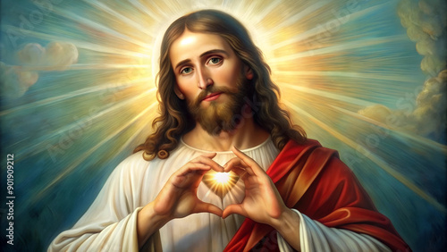 Wallpaper Mural Jesus Christ Love Heart. Generative Ai  Torontodigital.ca