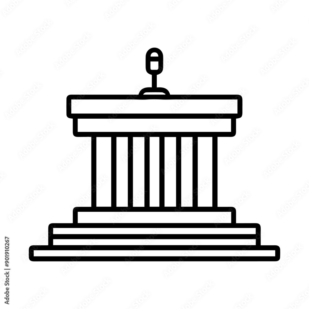 Podium icon or modern line symbol. Vector line art and icon design with bold outline. Black and white Pixel Perfect minimalistic symbol isolated white background. Silhouette simple thin sign Podium icon or modern line symbol. Vector line art and icon design with bold outline. Black and white Pixel Perfect minimalistic symbol isolated white background. Silhouette simple thin sign