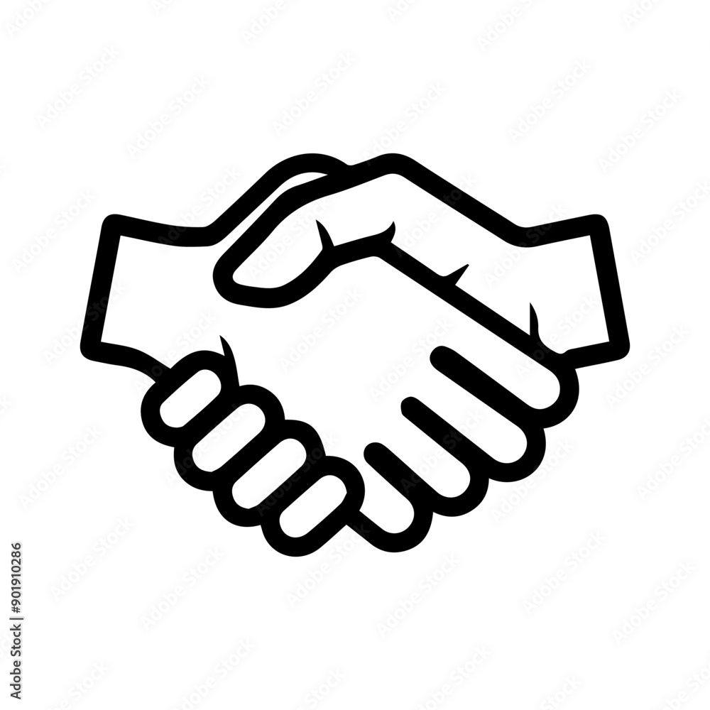 Handshake icon or modern line symbol. Vector line art and icon design with bold outline. Black and white Pixel Perfect minimalistic symbol isolated white background. Silhouette simple thin sign Handshake icon or modern line symbol. Vector line art and icon design with bold outline. Black and white Pixel Perfect minimalistic symbol isolated white background. Silhouette simple thin sign