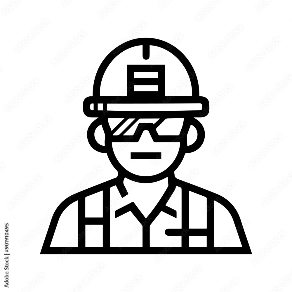 Engineer icon or modern line symbol. Vector line art and icon design with bold outline. Black and white Pixel Perfect minimalistic symbol isolated white background. Silhouette simple thin sign Engineer icon or modern line symbol. Vector line art and icon design with bold outline. Black and white Pixel Perfect minimalistic symbol isolated white background. Silhouette simple thin sign