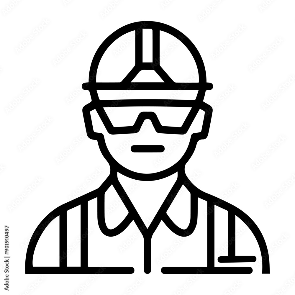 Engineer icon or modern line symbol. Vector line art and icon design with bold outline. Black and white Pixel Perfect minimalistic symbol isolated white background. Silhouette simple thin sign Engineer icon or modern line symbol. Vector line art and icon design with bold outline. Black and white Pixel Perfect minimalistic symbol isolated white background. Silhouette simple thin sign