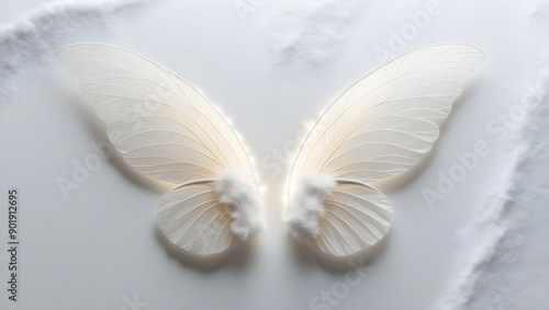 A white butterfly wings with the isolated white background
