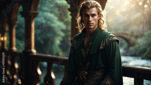 blonde elf. elf dressed in green. blonde man. man dressed in green. blonde guys. boy dressed in green. blonde wizard. wizard dressed in green. valhalla