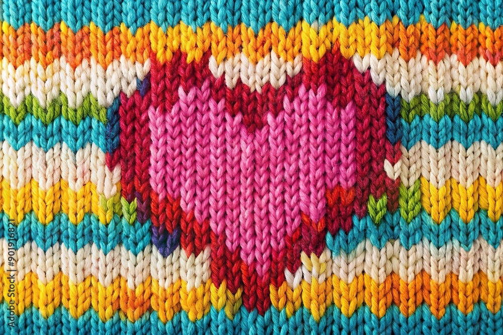 Obraz premium Bright, colorful yarn of different colors in the shape of a heart