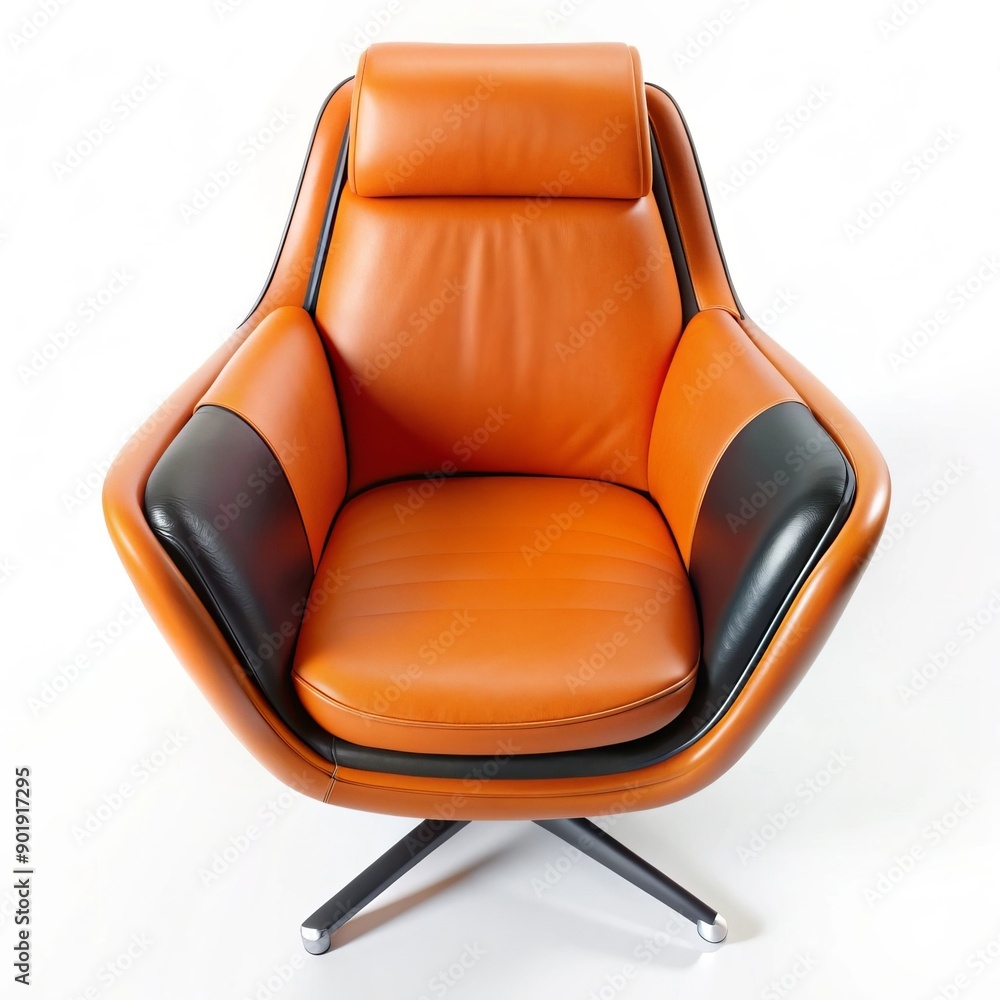 Naklejka premium A tan leather chair with a gold trim