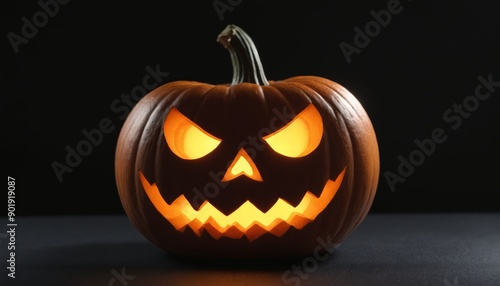 Spooky jack-o'-lantern illuminating the darkness on a chilling halloween night