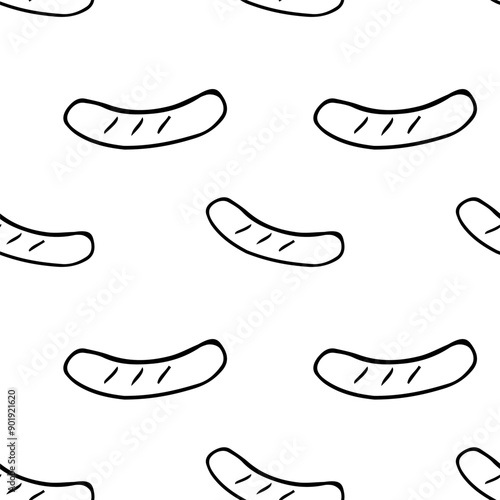 the pattern of a grilled sausage on a white