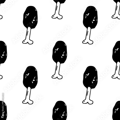 meat on bone pattern on a white background.