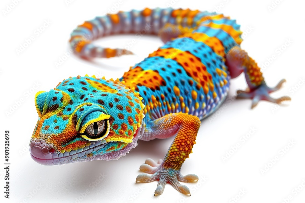 Obraz premium Leopard gecko posing on a white background