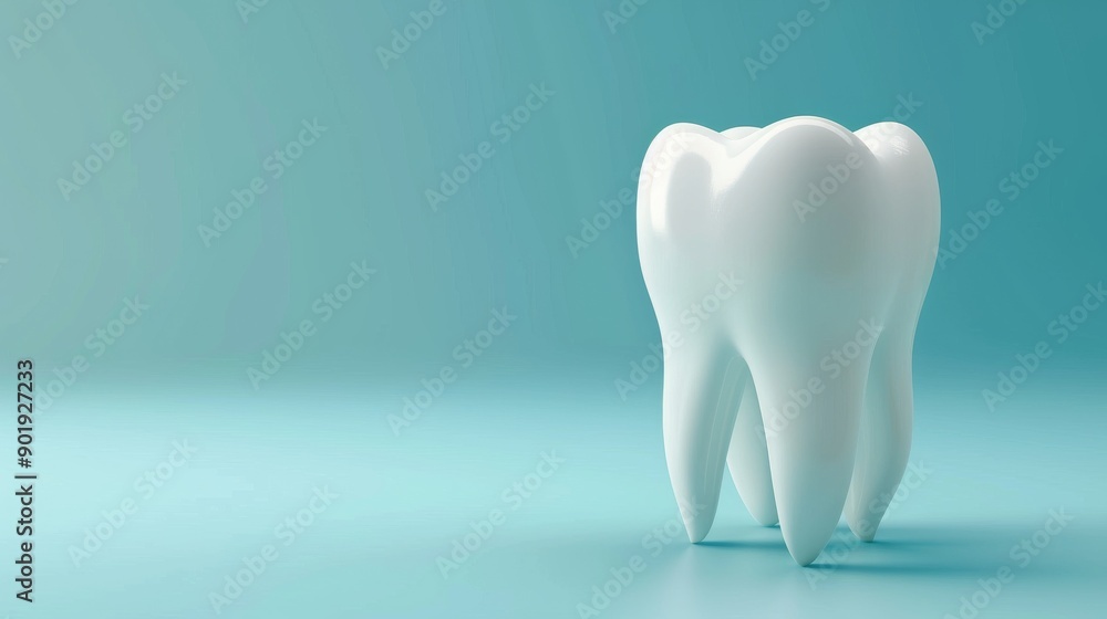 White tooth model with blue background, dental care concept White tooth model with blue background, dental care concept