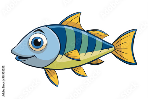 pesce stilizzato orizzontale con pinne separate art vector
