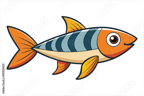 pesce stilizzato orizzontale con pinne separate art vector