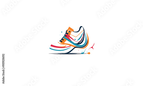 lines art abstract color shoes sneakers logo design vector icon symbol illustration on white background