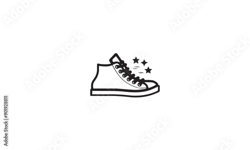 shoes sneakers logo design black simple flat icon on white background