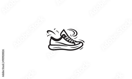 shoes sneakers logo design black simple flat icon on white background