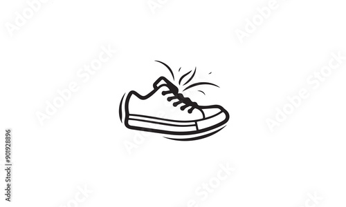 shoes sneakers logo design black simple flat icon on white background