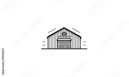 warehouse or shed or storage logo design black simple flat icon on white background