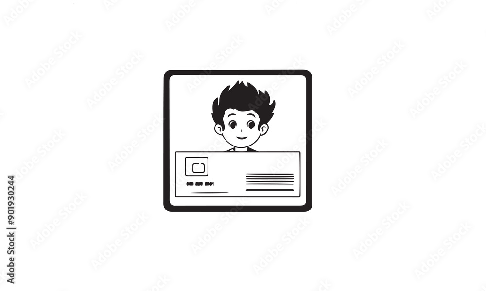 Fototapeta premium id card design black simple line art on white background