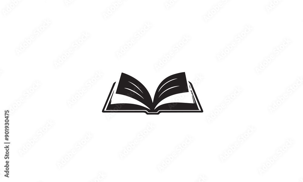 book open logo design black simple flat icon on white background book open logo design black simple flat icon on white background