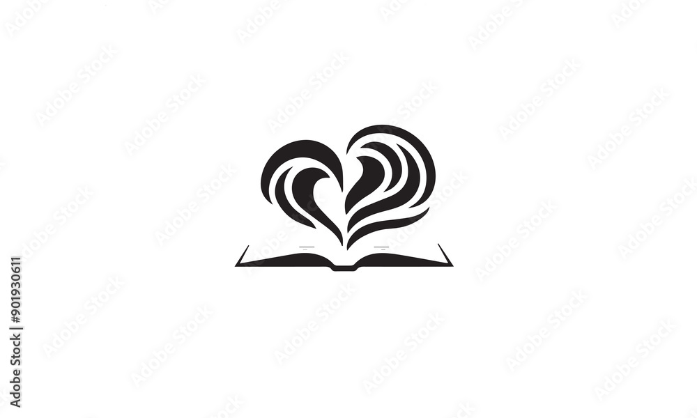 book open logo design black simple flat icon on white background book open logo design black simple flat icon on white background