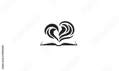 book open logo design black simple flat icon on white background