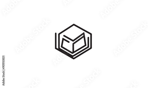 book open logo design black simple flat icon on white background