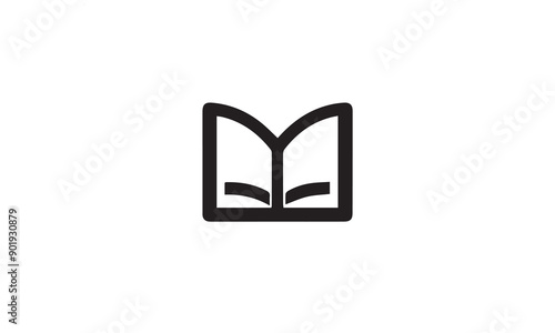 book open logo design black simple flat icon on white background