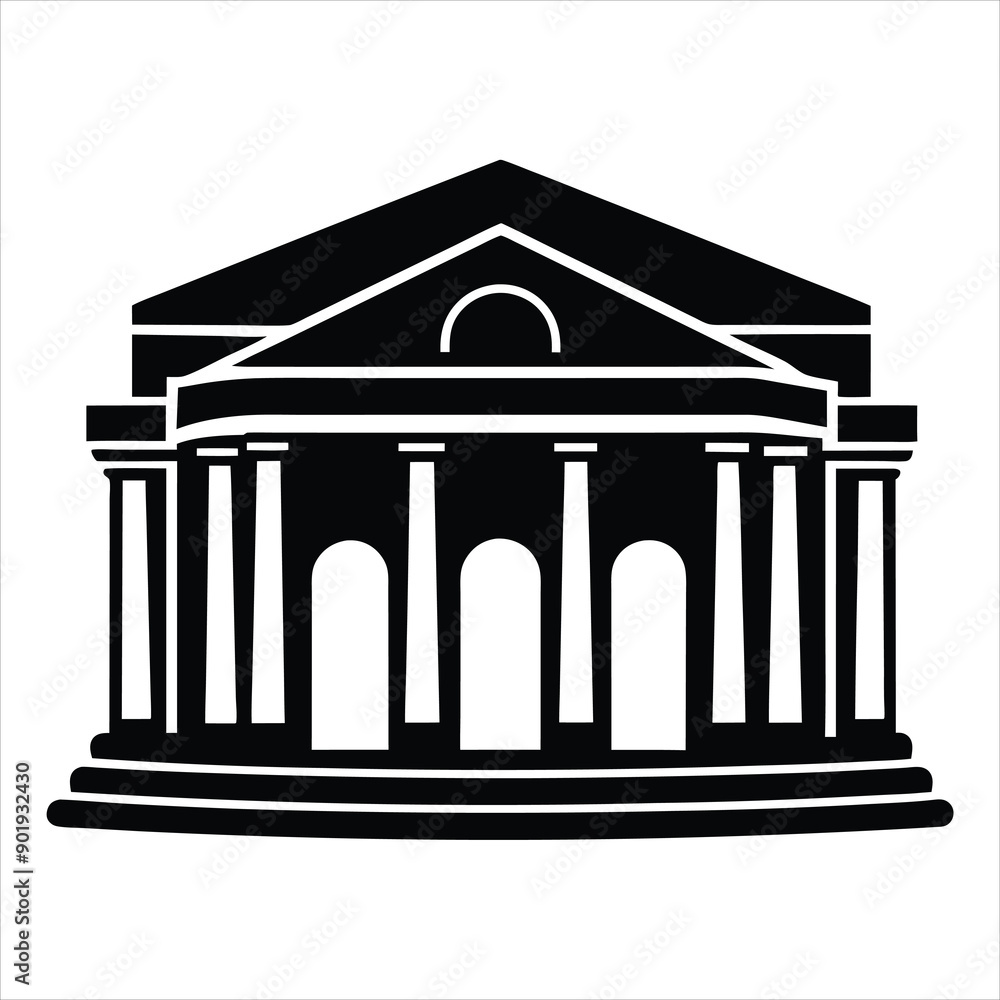 Silhouette of the theater building with columns art vector
Silhouette of the theater building with columns art vector