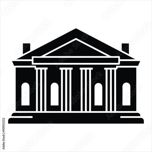 Silhouette of the theater building with columns art vector
