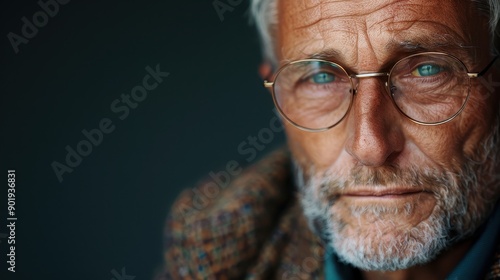 A senior individual dressed in elegant clothing exhibits a pensive look, conveying a sense of dignity, maturity, introspection, and the gracefulness that comes with age and experience.